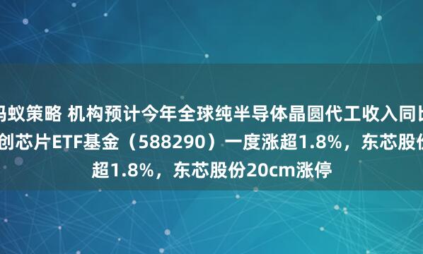 蚂蚁策略 机构预计今年全球纯半导体晶圆代工收入同比增17%，科创芯片ETF基金（588290）一度涨超1.8%，东芯股份20cm涨停